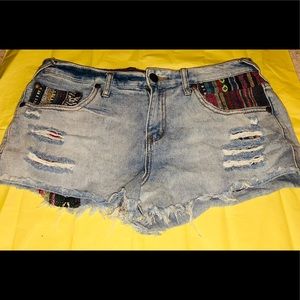 Free People Jean Shorts with Color Detail